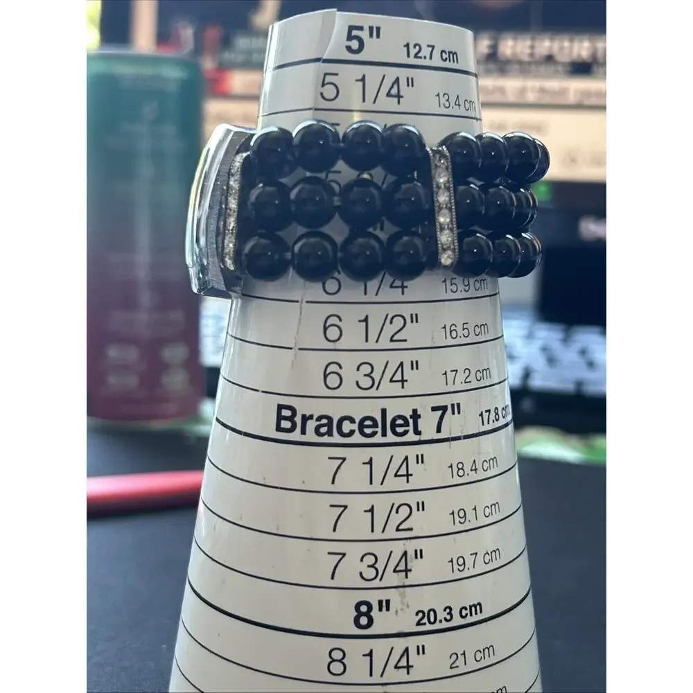 Fent Silver Tone Black Bead Band Women’s Quartz Watch